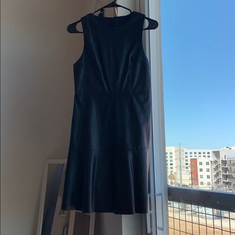 MIDI black leather dress faux